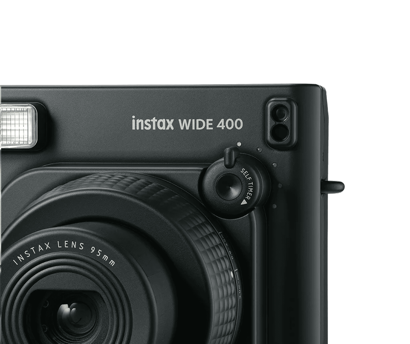 Wide 400 camera with focus on the top right corner of the camera