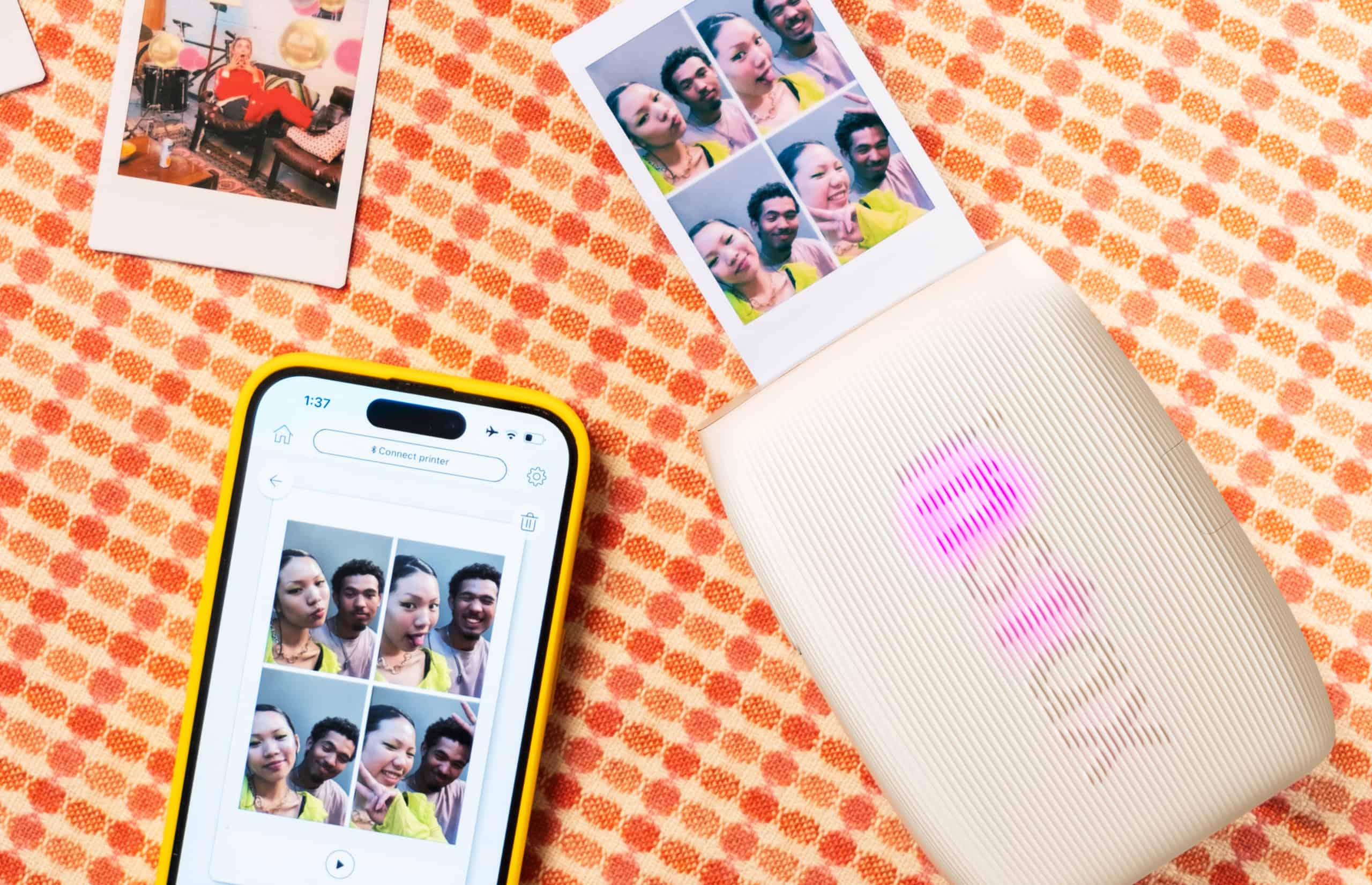instax mini link 3 printer with phone and images